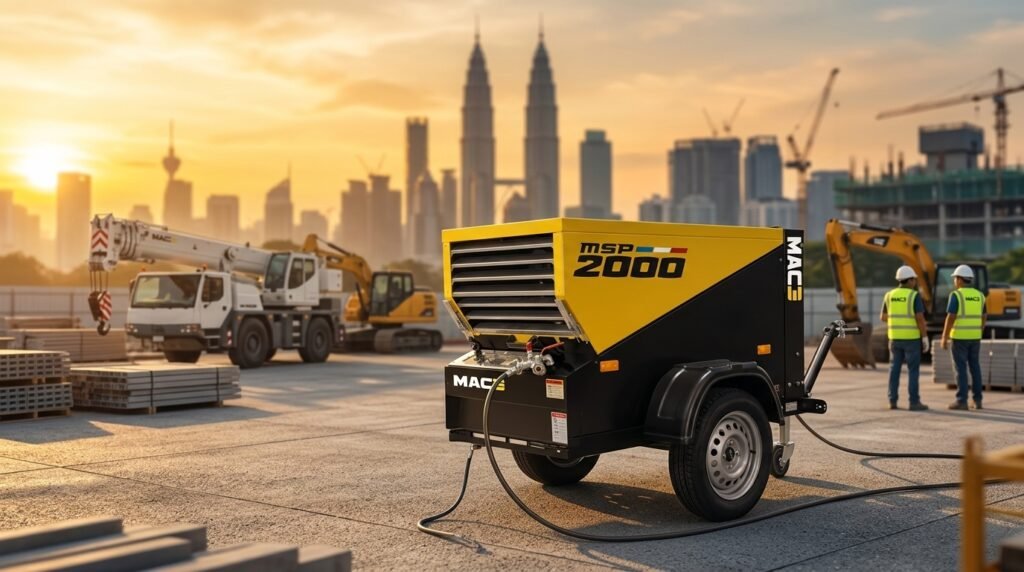 Diesel air compressor Malaysia - Vortex MAC3 portable compressor at Kuala Lumpur construction site