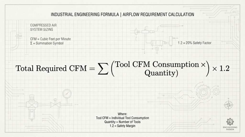 Technical air consumption formula for industrial projects - Vortex MAC3 engineering logic