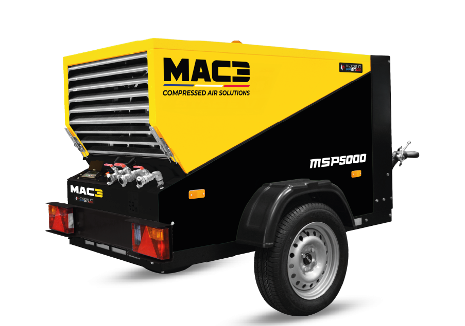 Official MAC3 MSP5000 product photograph for the 185 CFM air compressor guide